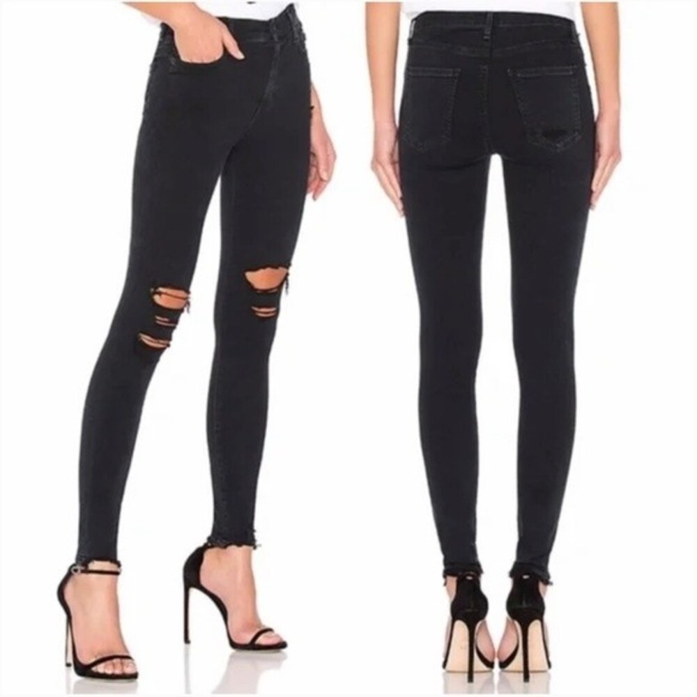 AGOLDE Sophie Hi Rise Skinny Jeans in Ruthless Distressed Ripped Chewed Hem 26